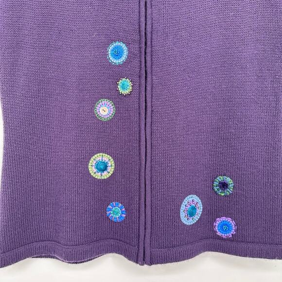 Coldwater Creek Sweater Vest Womens XS Embroidered Beaded Boho Layering Purple - Picture 3 of 13